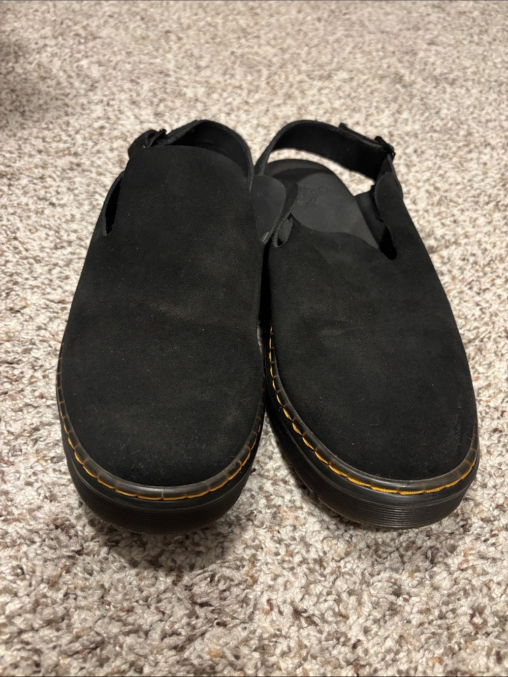 Dr. Martens Black Suede Slip-On Clog with Back Strap